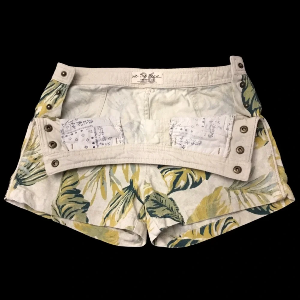 Free People Tropical Combo Denim Shorts Sz 26